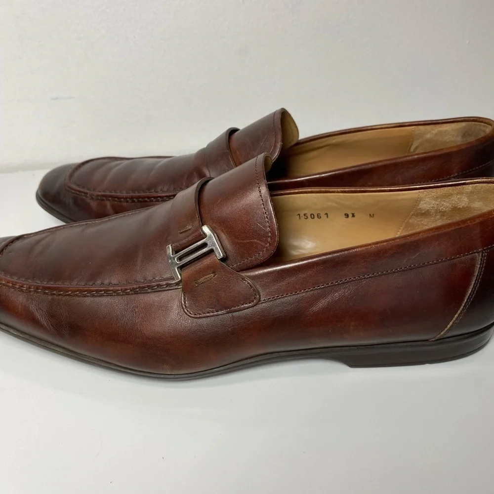 MAGNANNI Men's Brown Leather LINO Loafers Shoes 15061 Size 9.5 M‎ Made in Spain